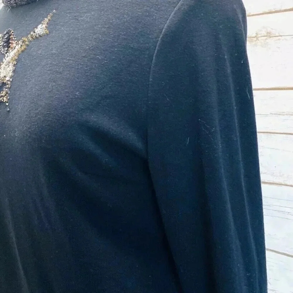 TARG YUAR BA Women Long Sleeve Pullover Black Turtleneck Shirt Top Size Medium - Picture 6 of 11